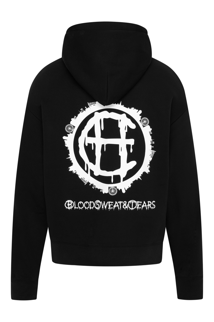 Hoodie Black with white design