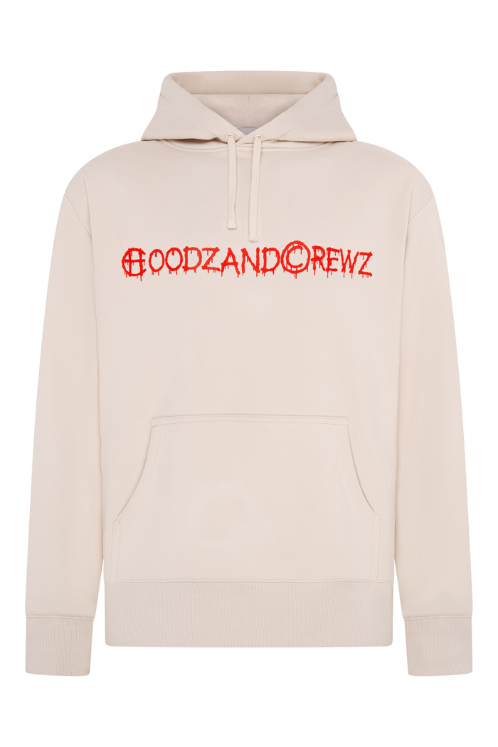 Hoodie Cream with red design