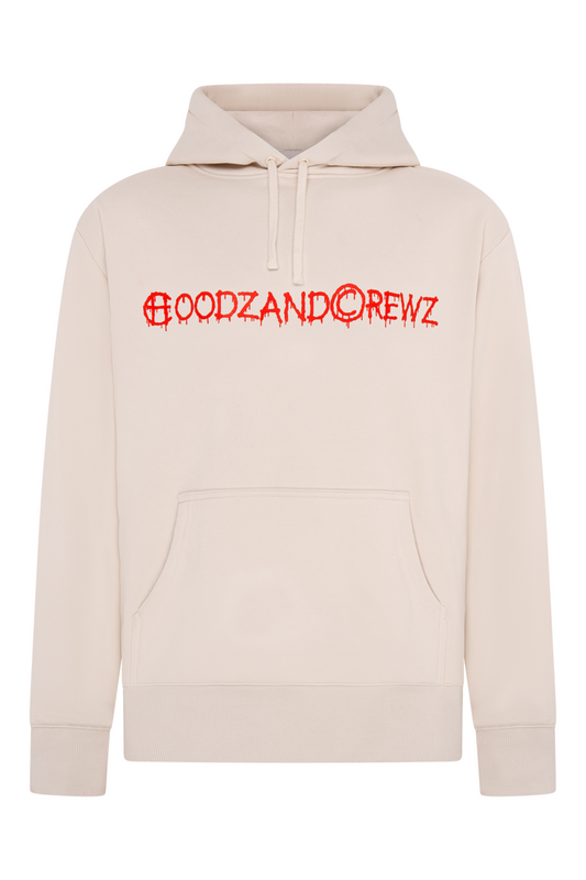 Hoodie Cream with red design