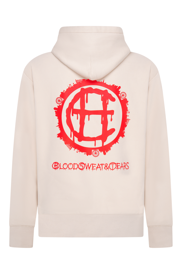 Hoodie Cream with red design