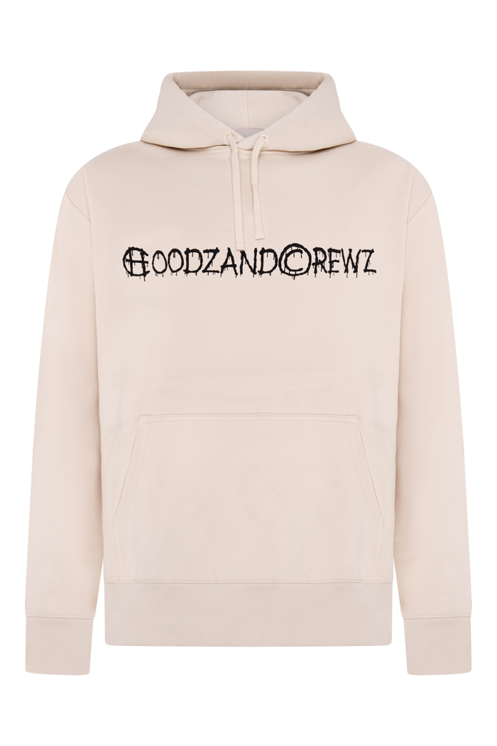 Hoodie cream with black design