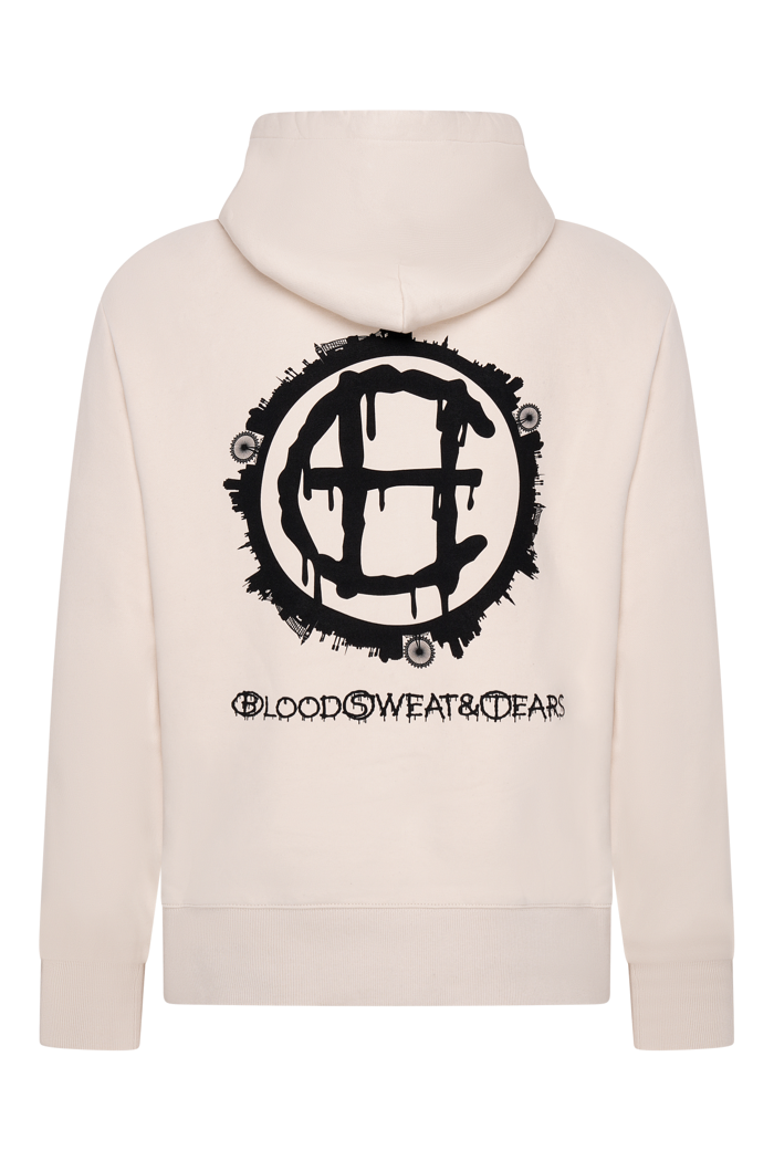 Hoodie cream with black design